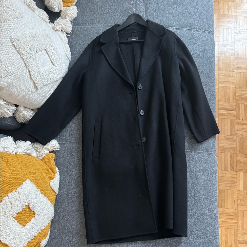 The Kooples long Black Wool Blend Coat